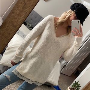 Anthropologie sweater with lace